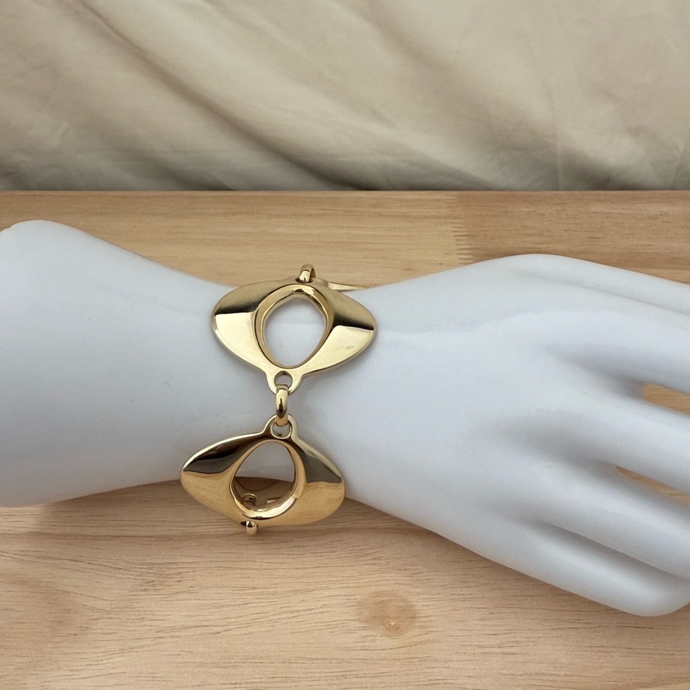 Italian Silver Gold Geometric Bracelet